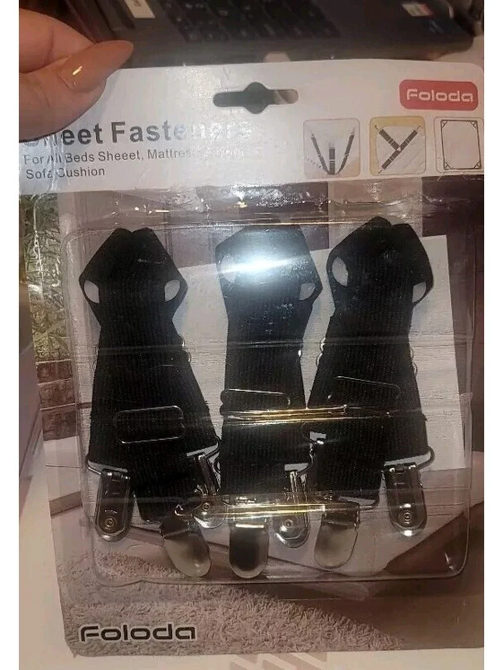 FOLODA BLACK 3 PIECE BED SHEET FASTENERS